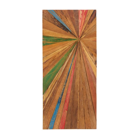 39" Brown Rustic Abstract Teak Wood Wall Decor